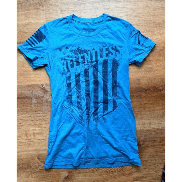 Grunt Style Tops - Grunt Style  Blue Cotton USA Graphic Print Crew Neck Short Sleeve T-Shirt